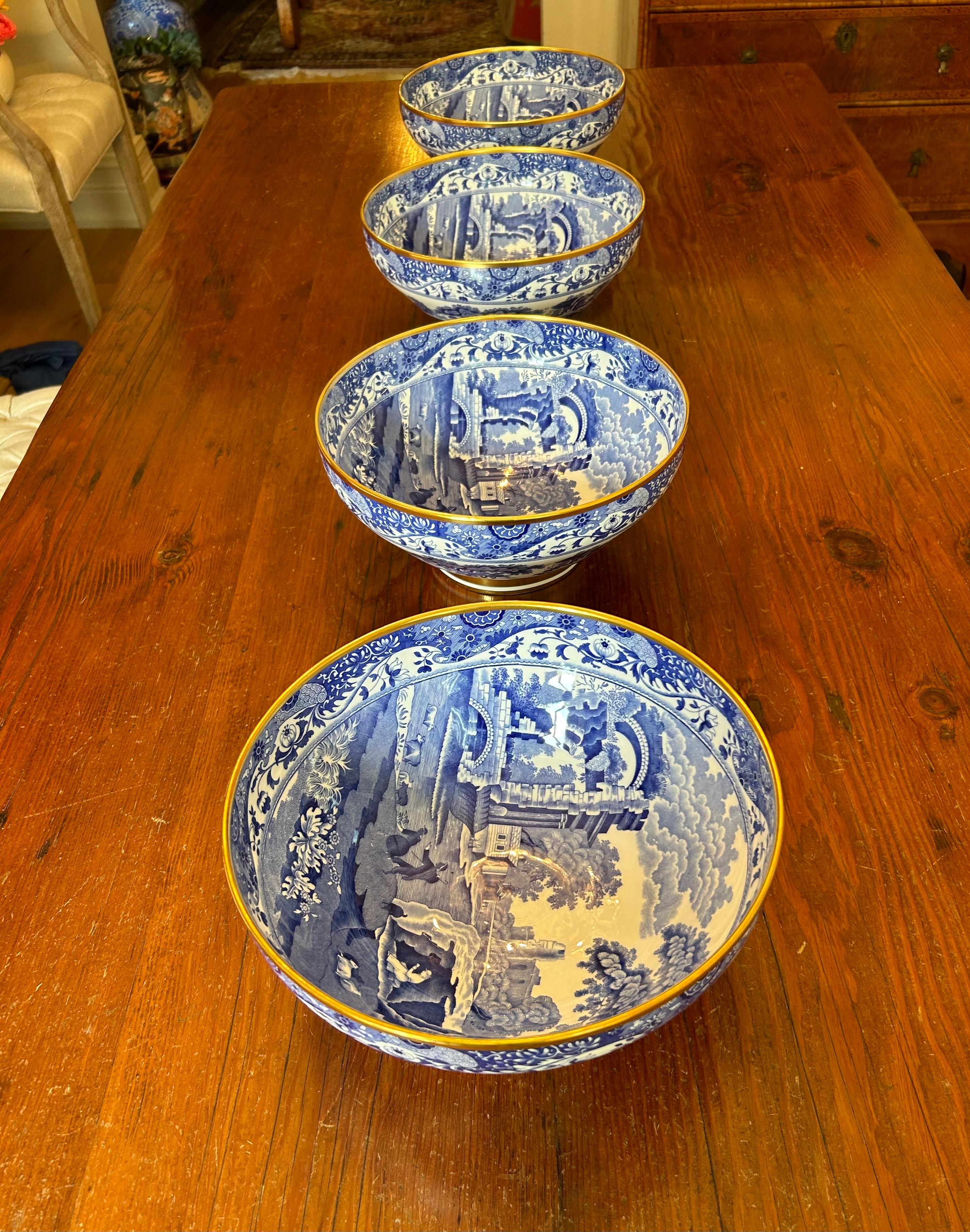  Set of Copeland Spode Bowls, Blue and White Italian Pattern For Sale 1