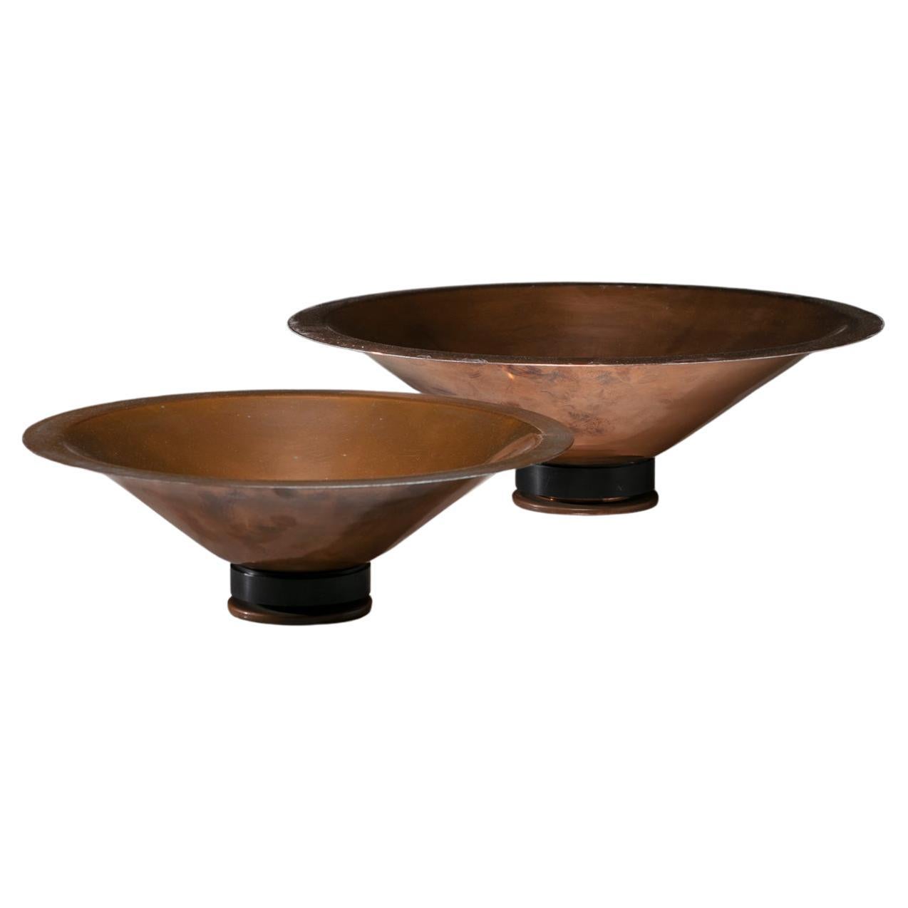 Set of Two Copper Centerpieces, Italy, 1970s