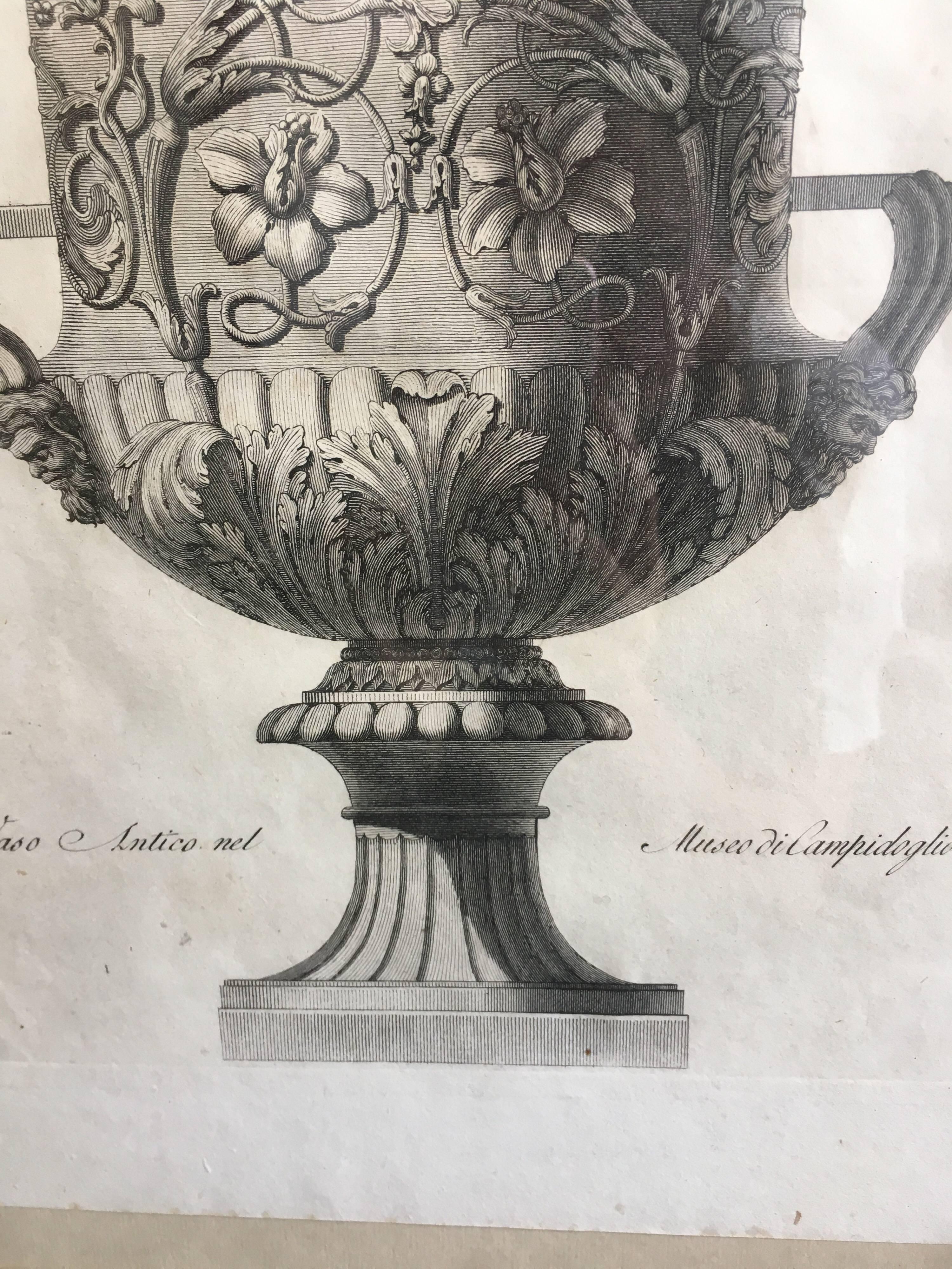 Set of Two Copper Plate Vase Engravings, Giovanni Battista Piranesi, circa 1821 1