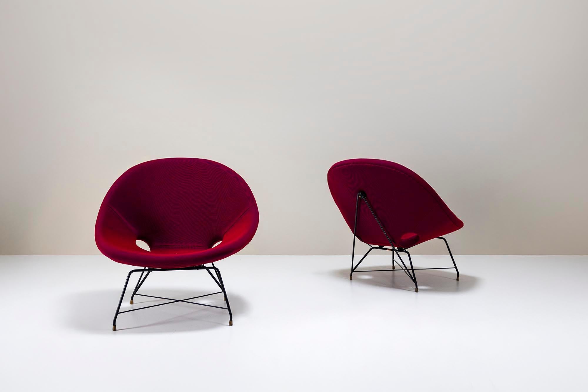 Mid-Century Modern Set of Two 'Cosmos' Lounge Chairs by Augusto Bozzi for Saporiti, Italy 1954 For Sale