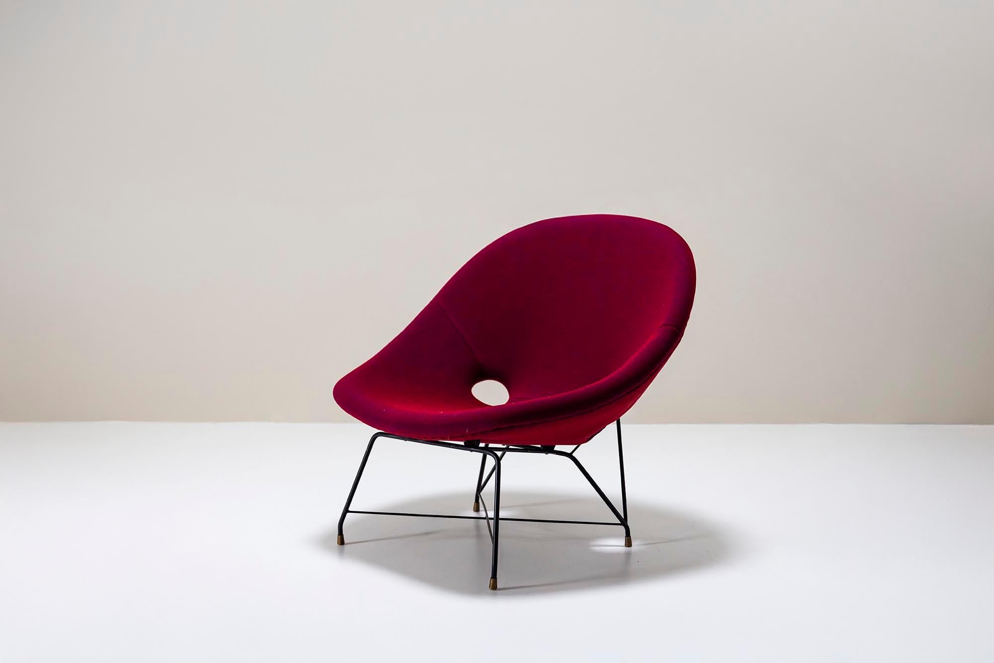 Metal Set of Two 'Cosmos' Lounge Chairs by Augusto Bozzi for Saporiti, Italy 1954 For Sale