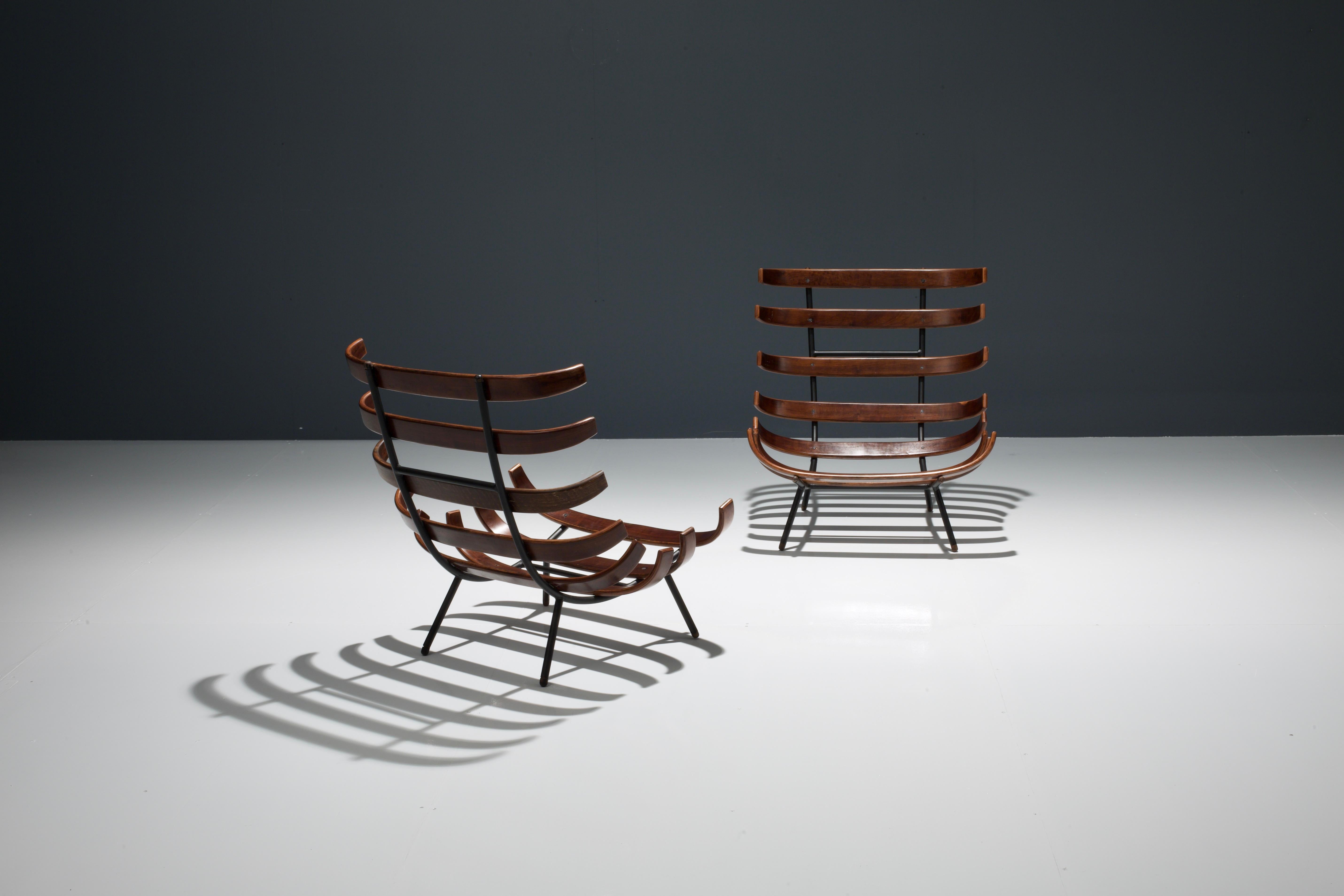 Set of Two 'Costelo' Lounge Chairs by Eisler & Hauner, Brazil, 1950s In Good Condition In Amsterdam, NL