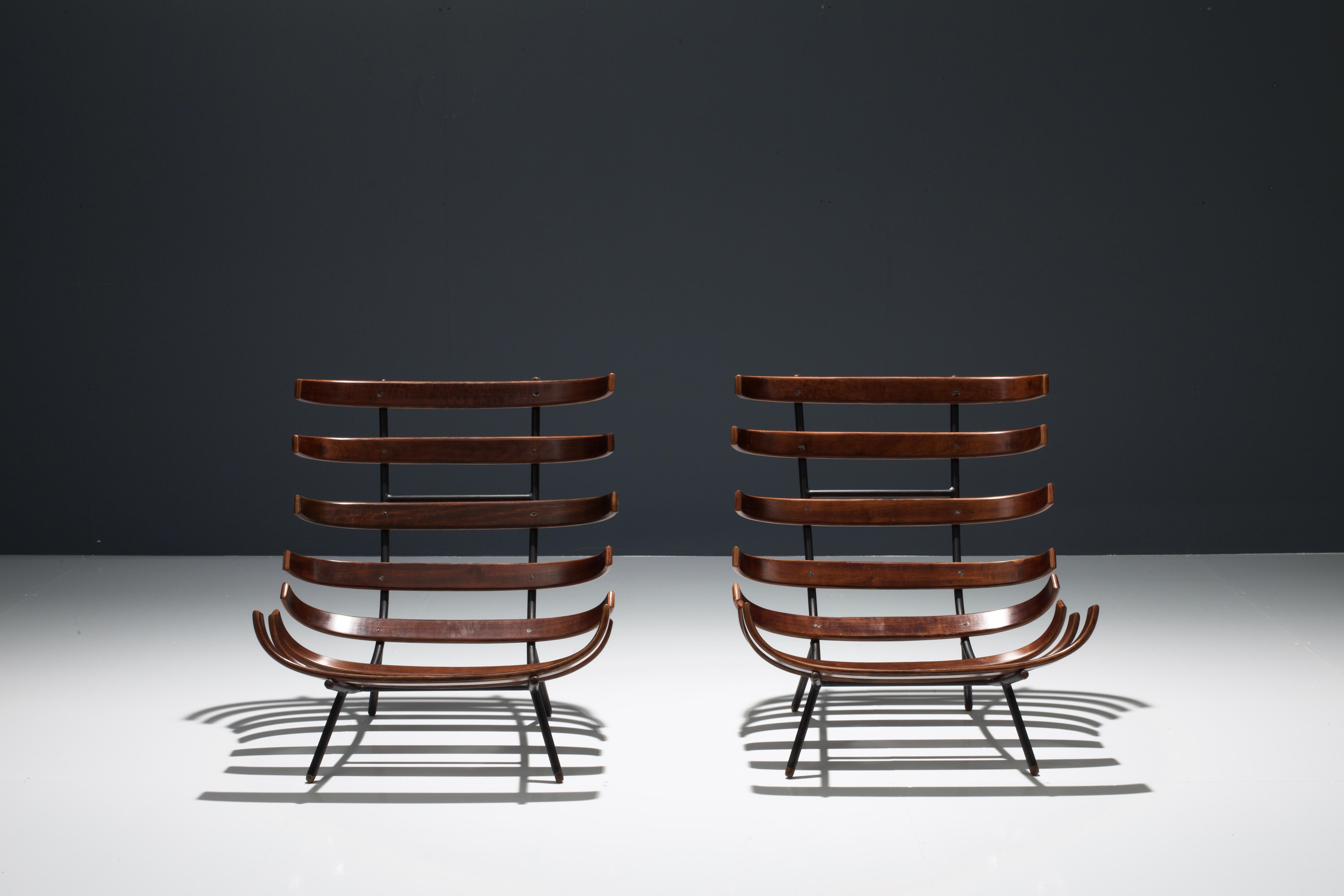 Mid-20th Century Set of Two 'Costelo' Lounge Chairs by Eisler & Hauner, Brazil, 1950s