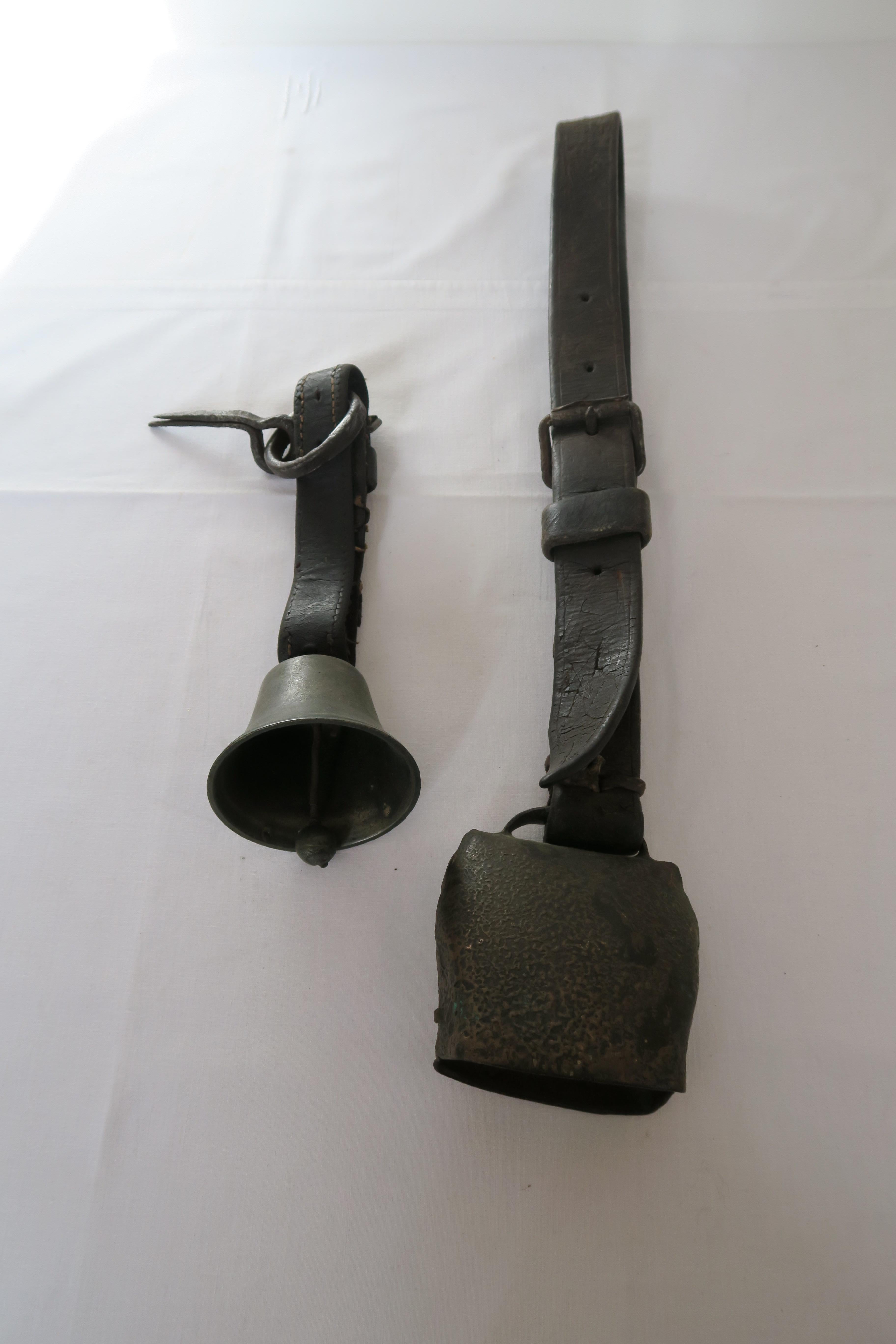 For sale is a beautiful and unique set of to Austrian mountain pasture bells- one of them a cow bell, the other a sheep bell. They were most likely made and in use in the early 1900s. Visible in the pictures is the magnificent patina, that developed