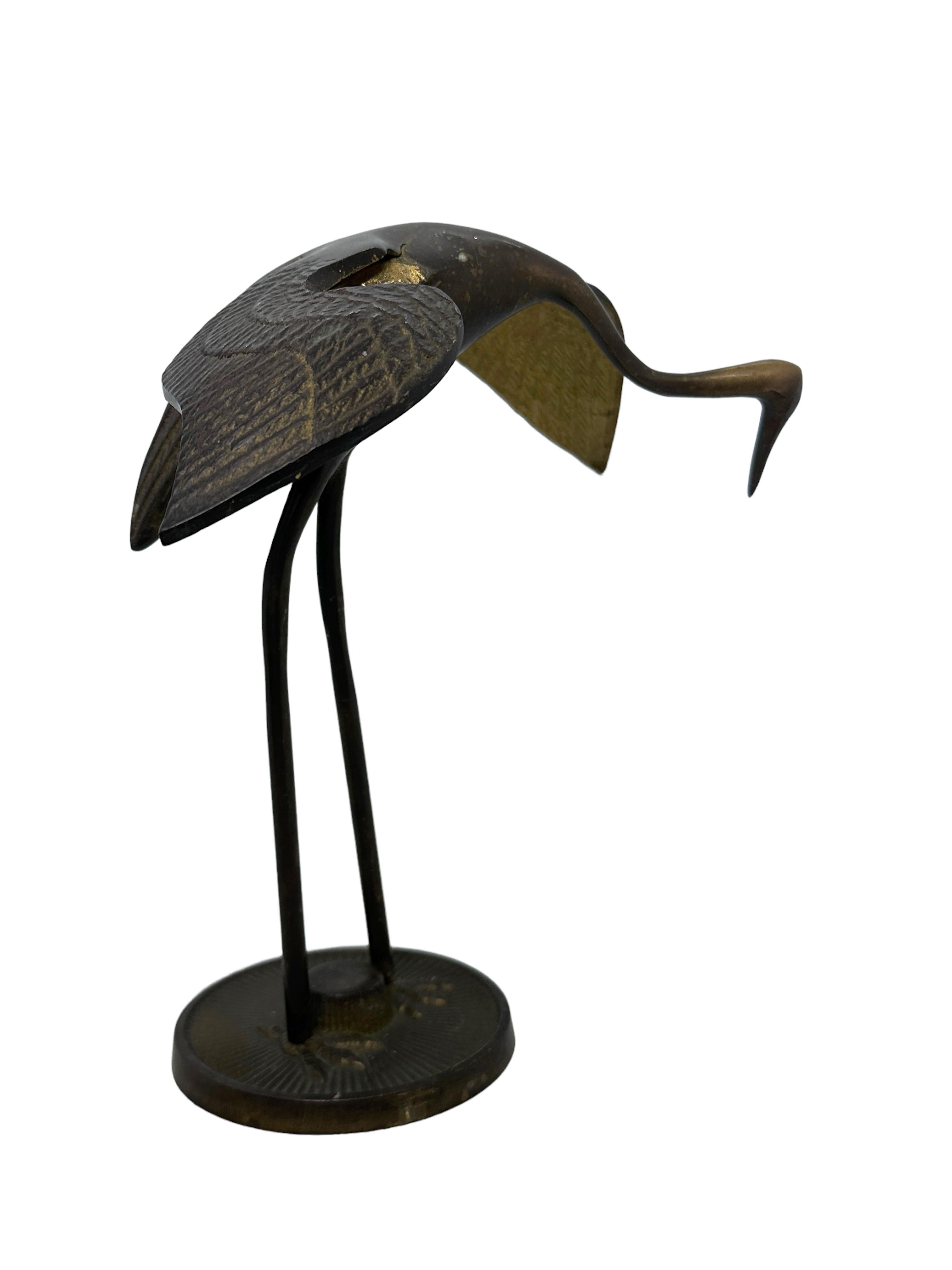 Set of Two Crane or Heron Bird Brass Statue Sculpture Vintage, 1960s 1