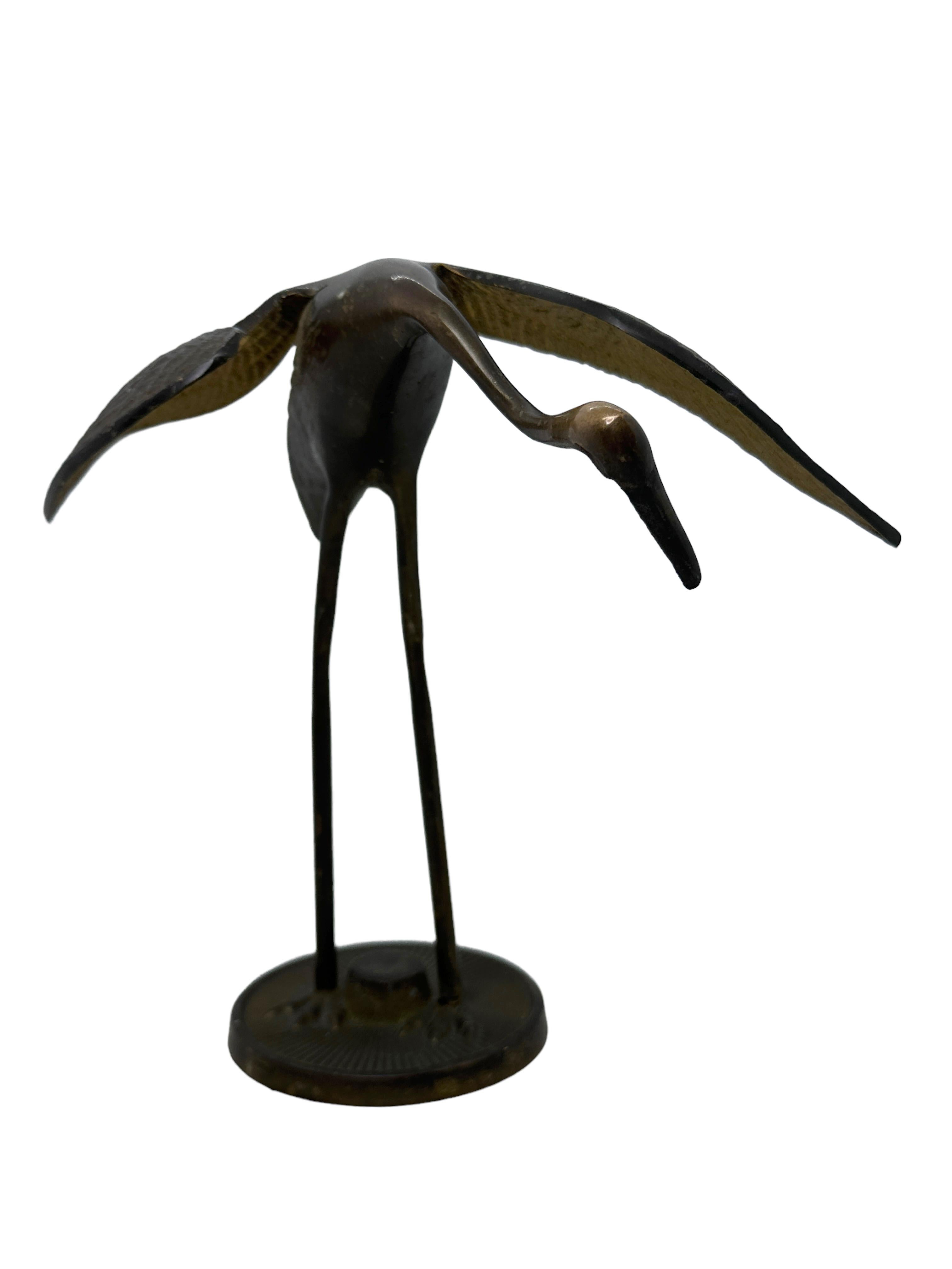 Set of Two Crane or Heron Bird Brass Statue Sculpture Vintage, 1960s 2