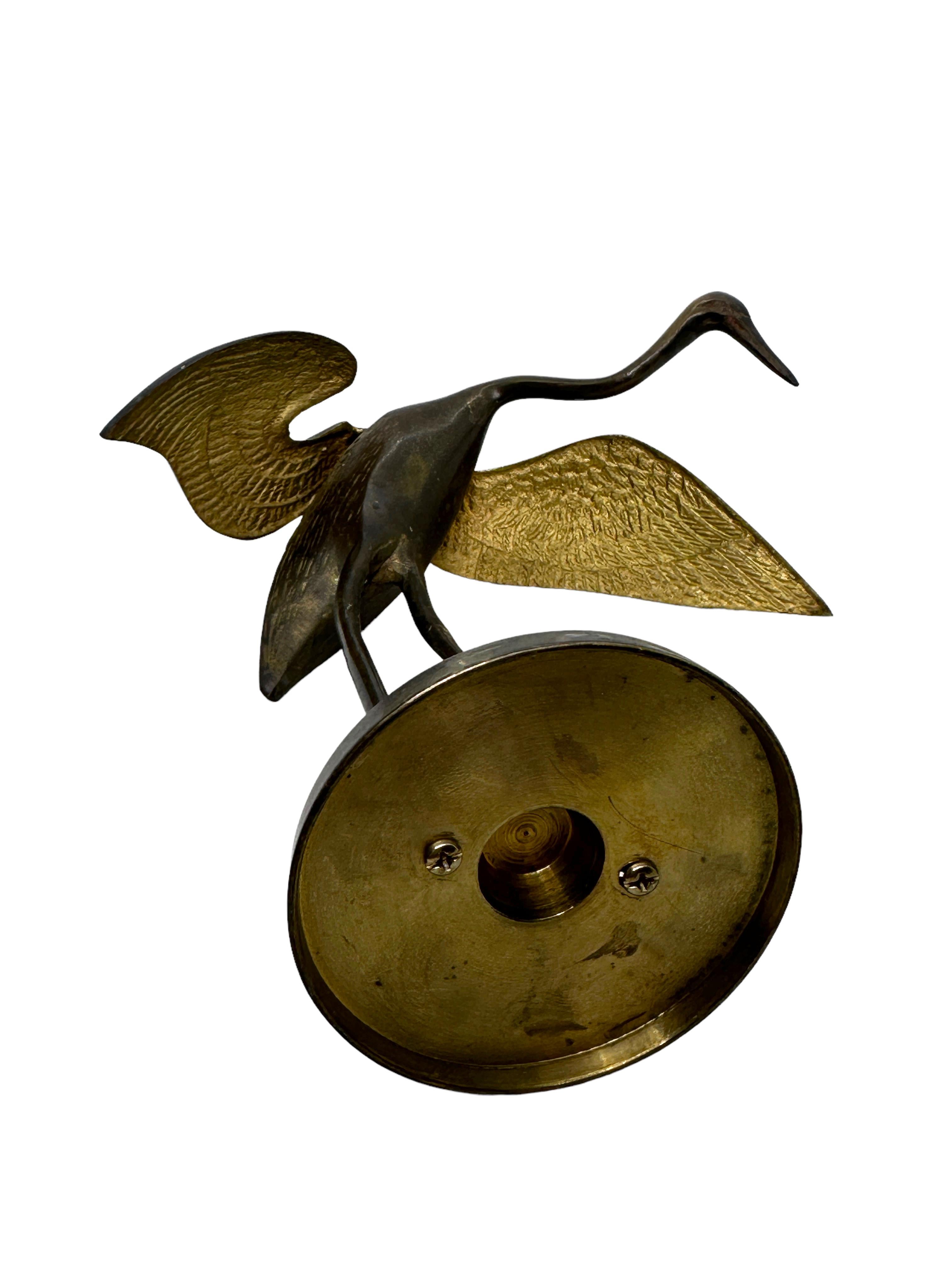 Set of Two Crane or Heron Bird Brass Statue Sculpture Vintage, 1960s 4