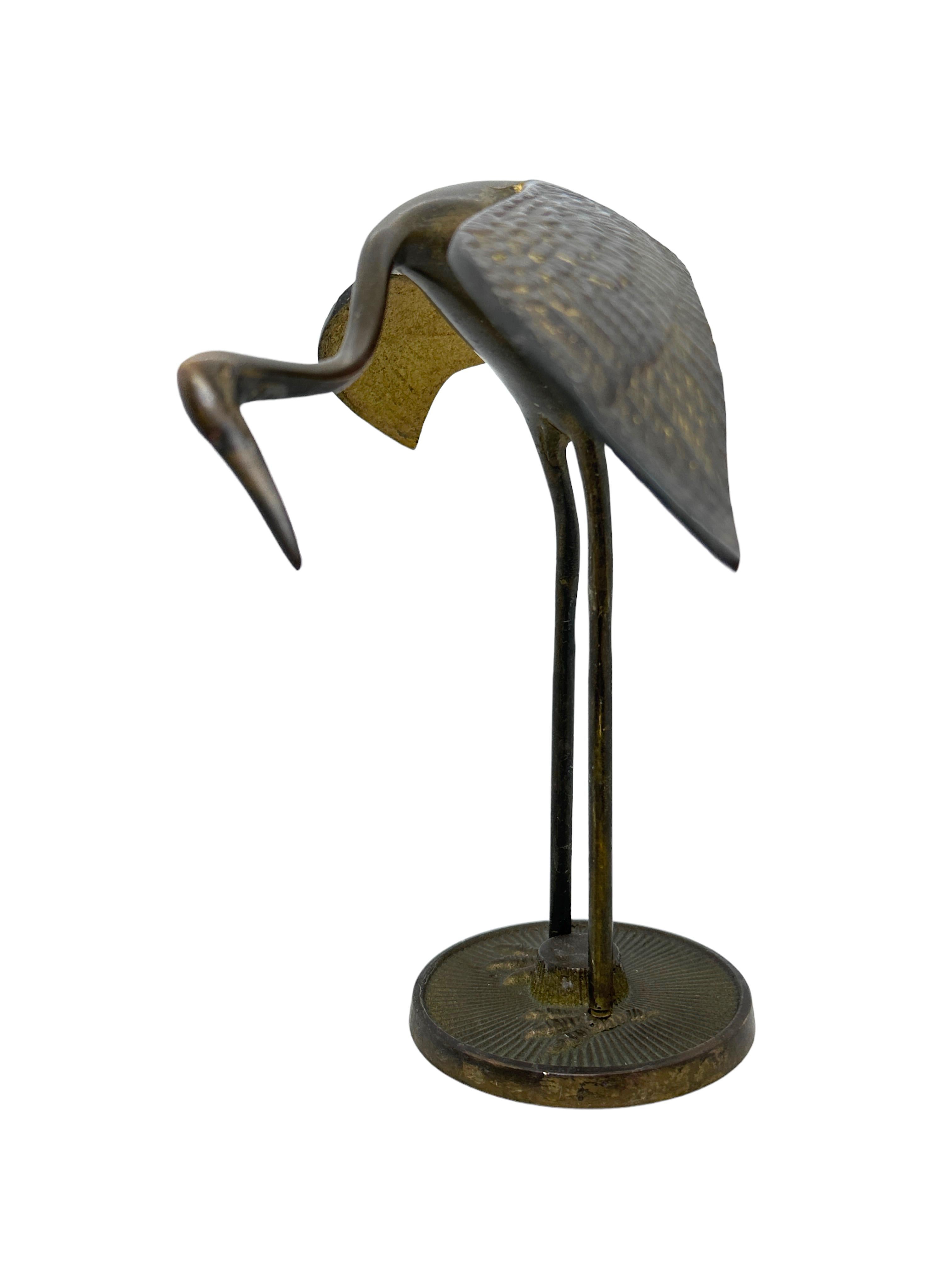 Austrian Set of Two Crane or Heron Bird Brass Statue Sculpture Vintage, 1960s