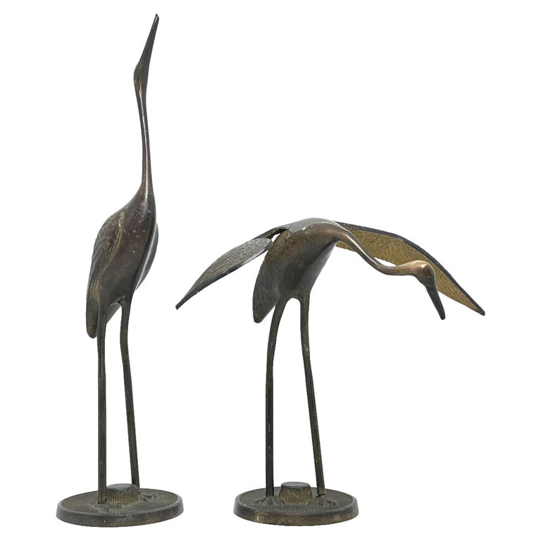 Jouet Hochet Ancien Tôle Peinte 1880-1900 – Aigrette Oiseau Grue Héron