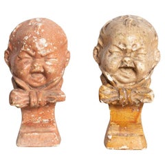 Vintage Set of Two Crying Baby Plaster Figures, circa 1930