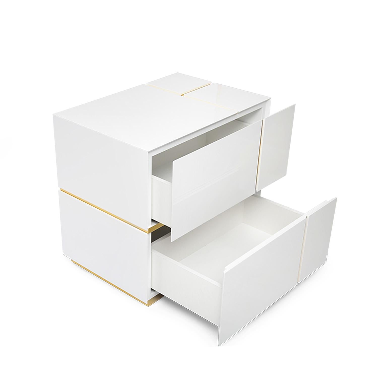 Contemporary Cube Black, White & Gold Side Coffee Table or Nightstand set of 2 In New Condition For Sale In Riga, LV