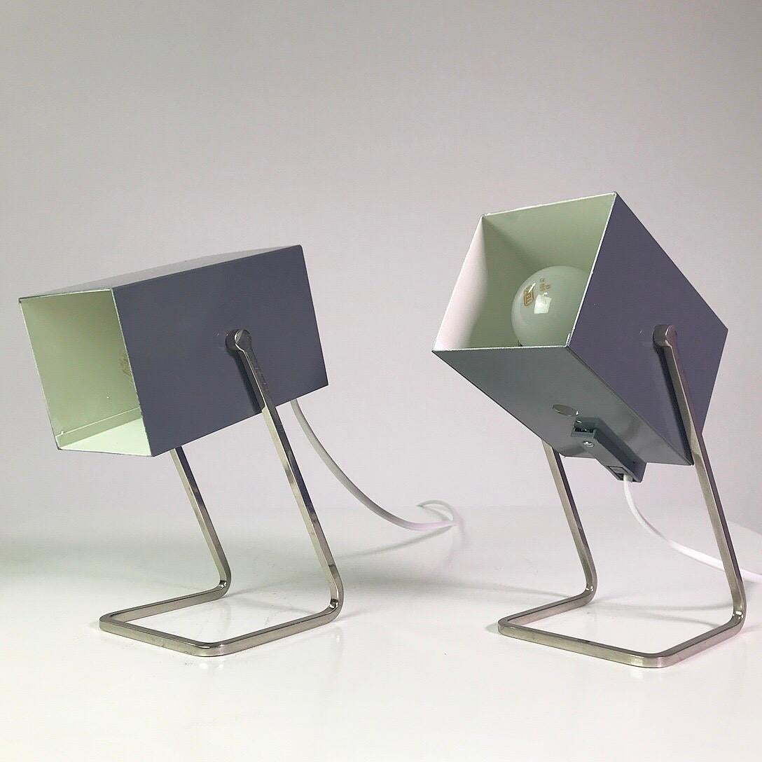Set of Two Cube Table Lamps by Kaiser Leuchten, Germany, 1960s In Good Condition In Haderslev, DK