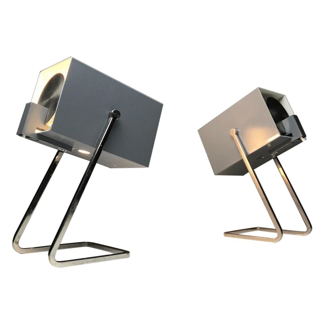 Set of Two Cube Table Lamps by Kaiser Leuchten, Germany, 1960s