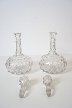 Set of Two Cut Crystal English Regency Style Decanters