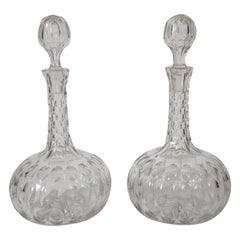Set of Two Cut Crystal English Regency Style Decanters