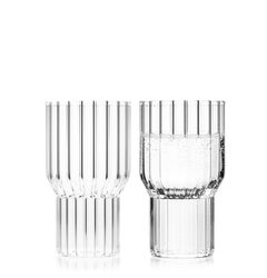 Fferrone 2er-Set Tschechisch Klar Contemporary geriffelt Boyd Large Highball-Gläser