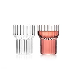fferrone Juego de 2 Vasos Checos Acanalados Boyd Medianos Contemporáneos Transparentes