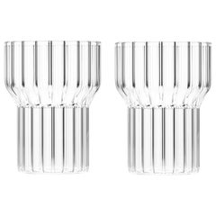 fferrone Set of 2 Czech Clear Contemporary Fluted Boyd Medium Glasses