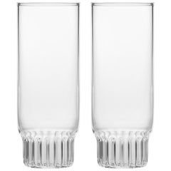 Fferrone Set of 2 Czech Clear Contemporary Rasori Champagne Flute Glasses