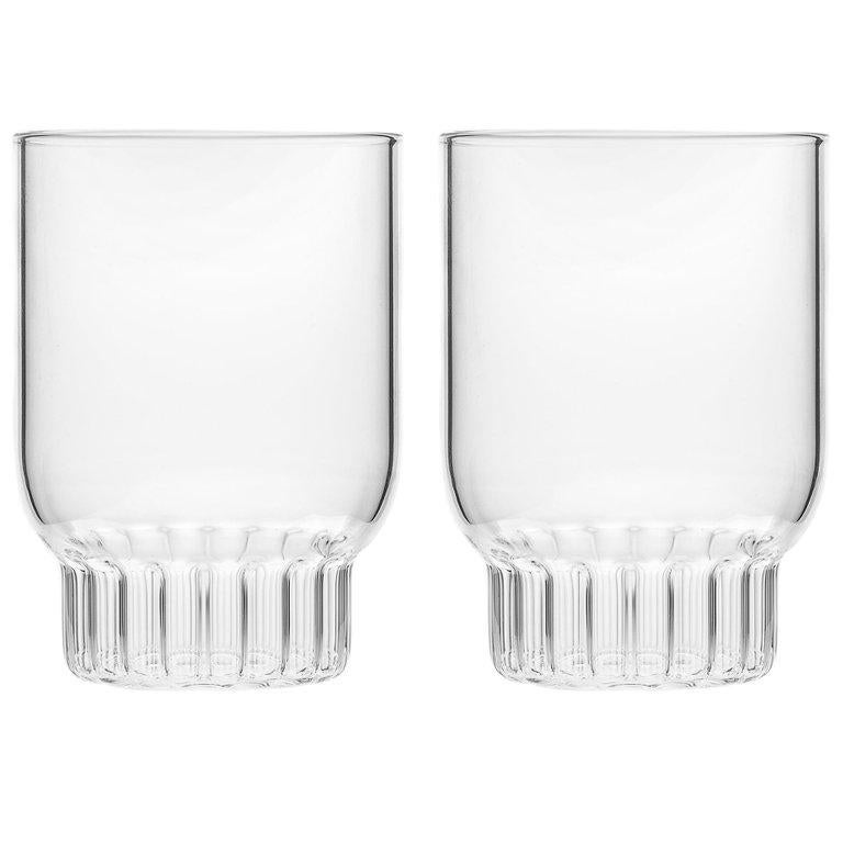 EU Clients Set of Two Czech Contemporary Rasori Medium Water Glasses, in Stock