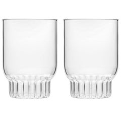 EU Clients Set of Two Czech Contemporary Rasori Medium Water Glasses, in Stock