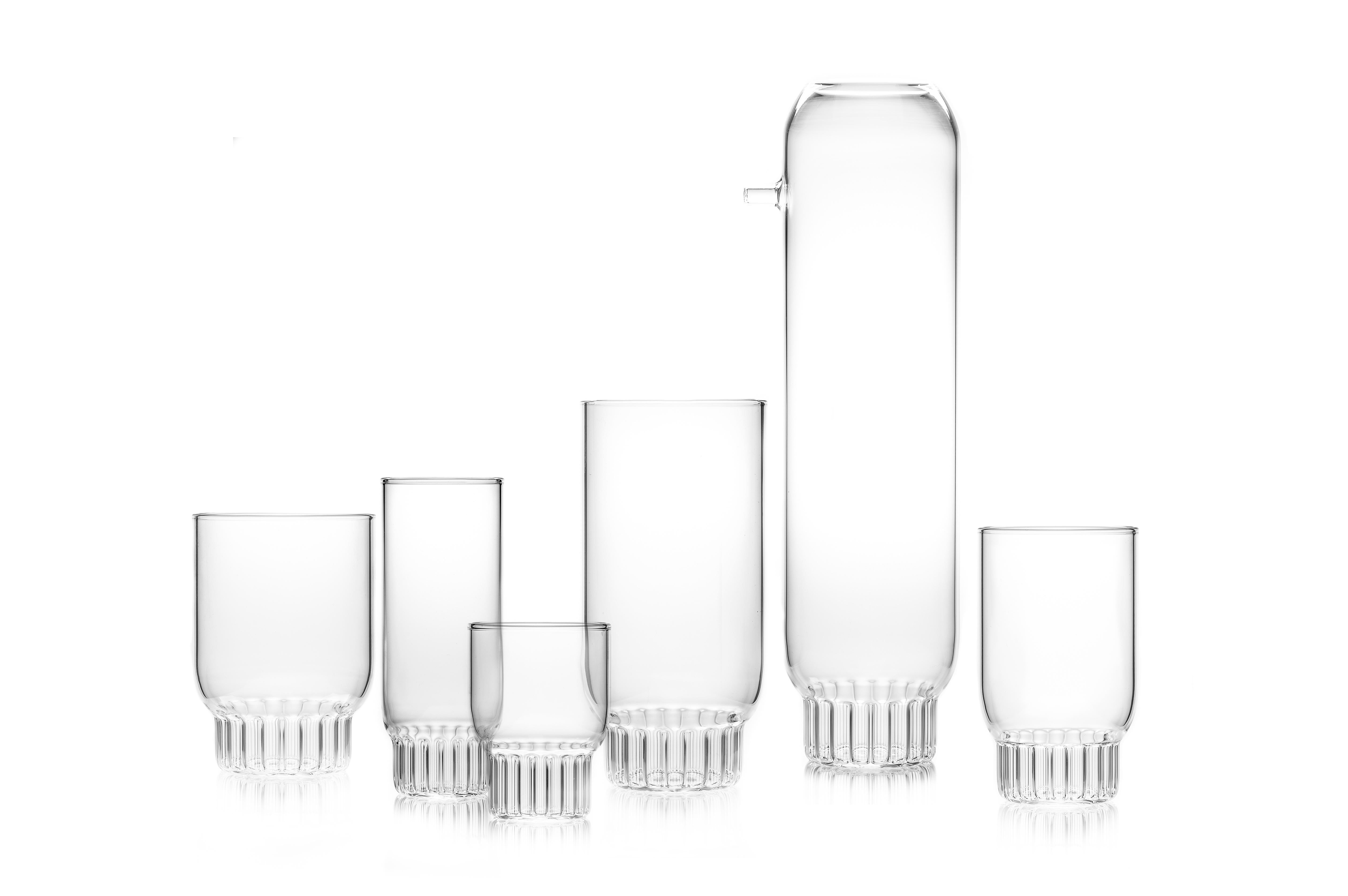 Modern fferrone Set of 2 Czech Clear Contemporary Rasori Medium Water Glasses For Sale