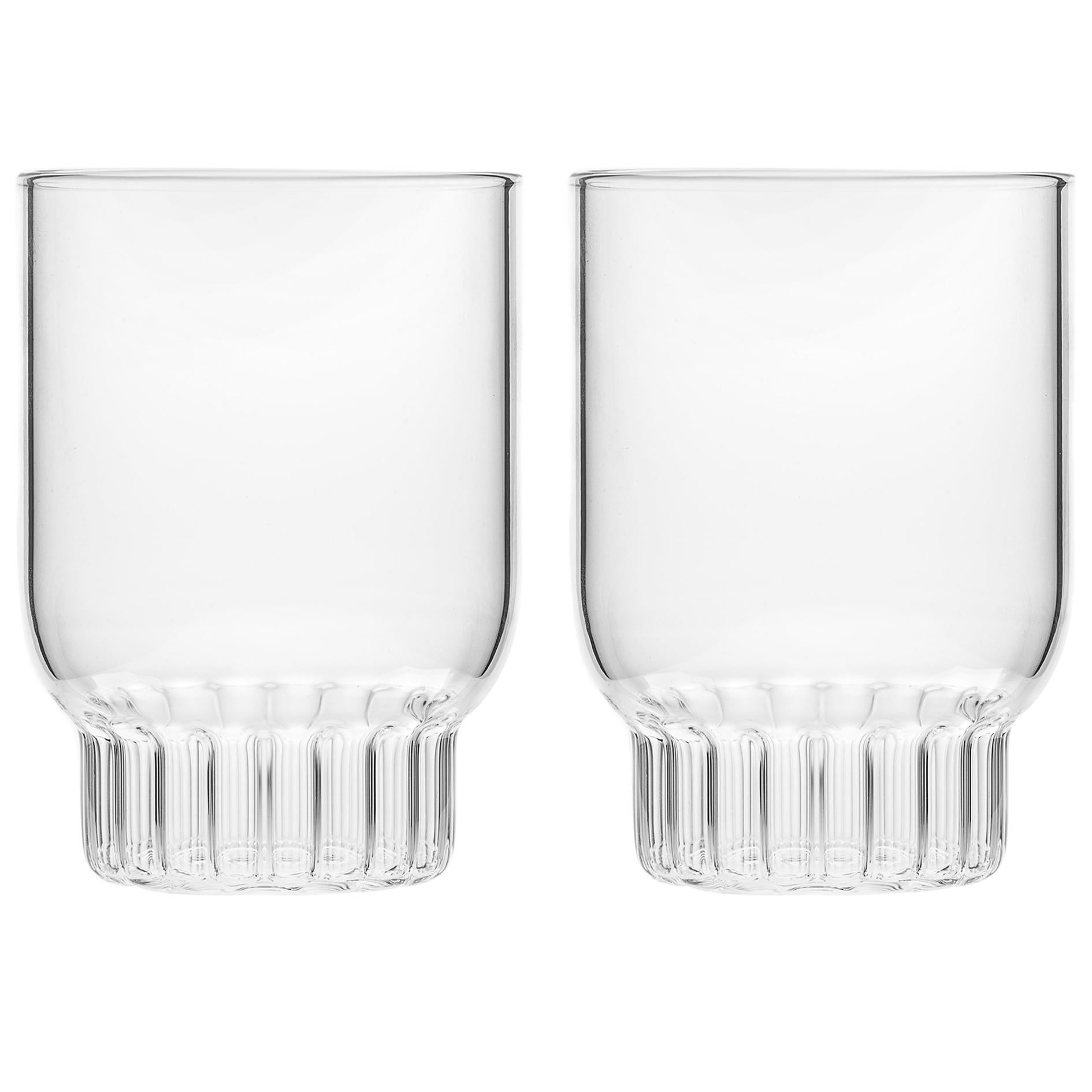 Fferrone Set of 2 Czech Clear Contemporary Rasori Medium Water Glasses