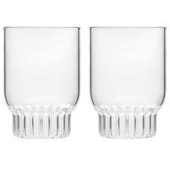 Set of Two Czech Clear Contemporary Rasori Medium Water Glasses, in Stock