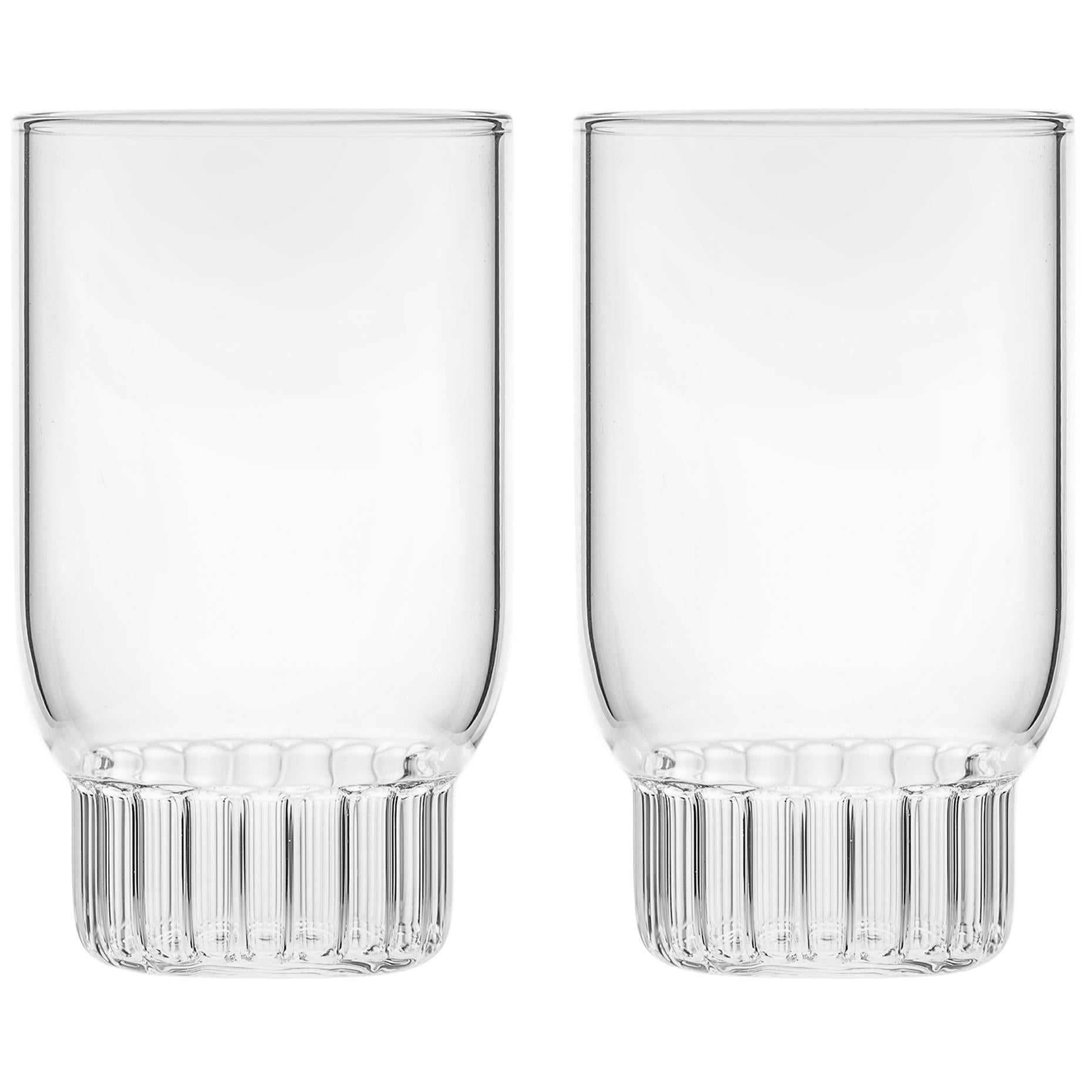 fferrone Set of 2 Czech Clear Contemporary Rasori Small Wine Glasses