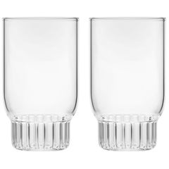 Set of Two Czech Clear Contemporary Rasori Small Wine Glasses, in Stock