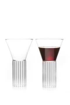 Fferrone Set of 2 Czech Clear Contemporary Sofia Large Cocktail Wine Glasses