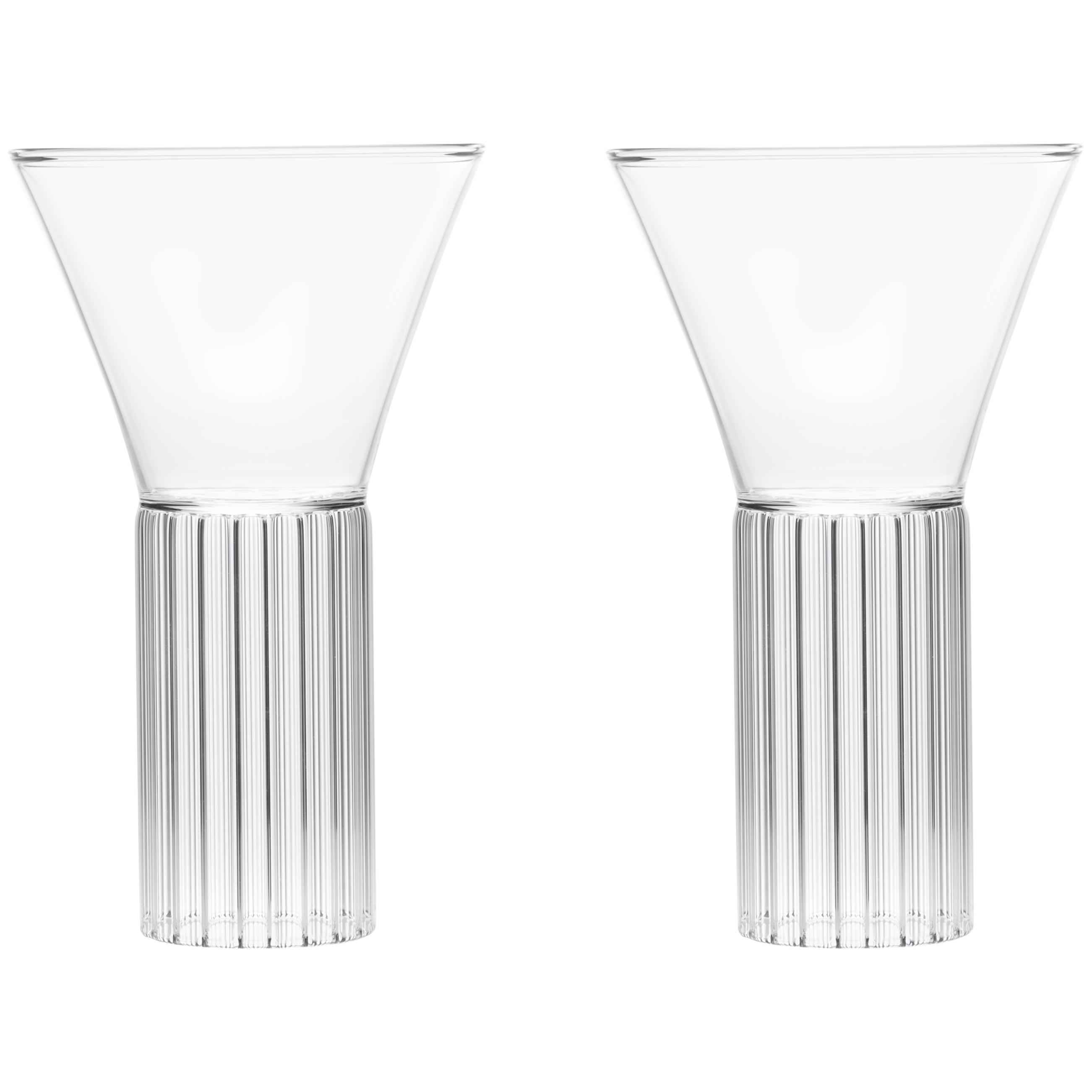 Set of Two Czech Clear Contemporary Sofia Large Cocktail Wine Glasses, in Stock