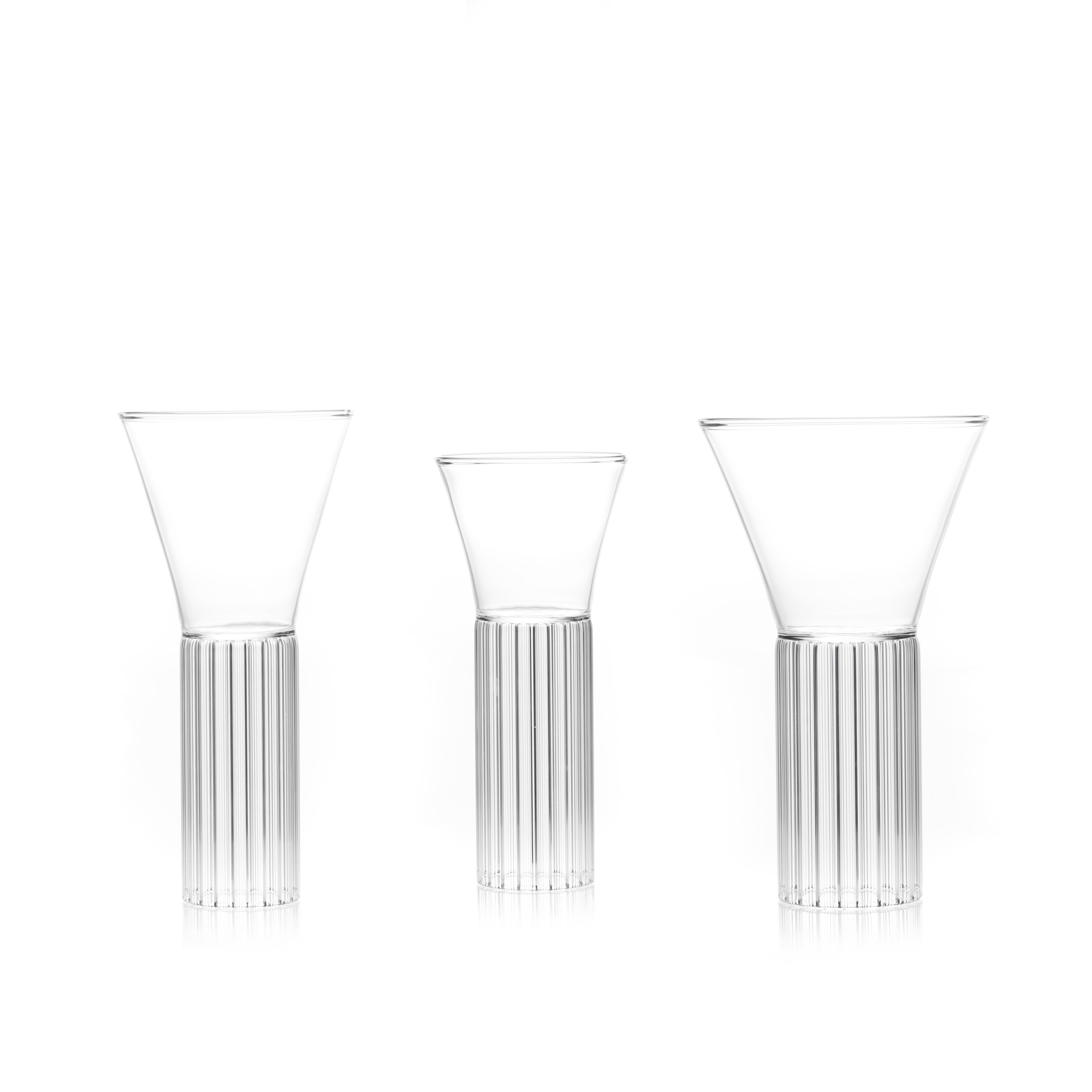 Modern fferrone Set of 2 Czech Clear Contemporary Sofia Medium Cocktail Wine Glasses For Sale