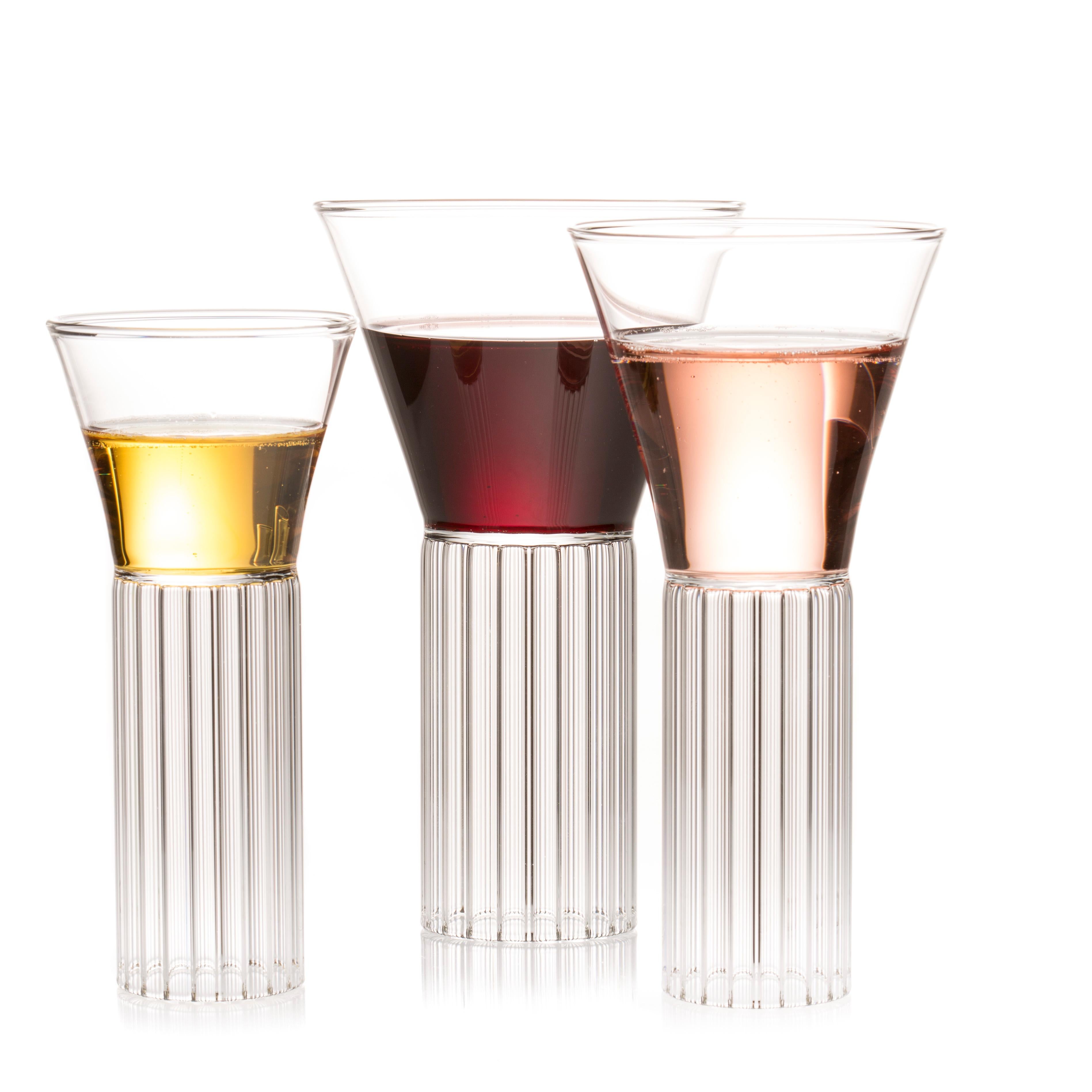 Moderne Fferrone Set of 2 Czech Clear Contemporary Sofia Small Cocktail Wine Glasses en vente