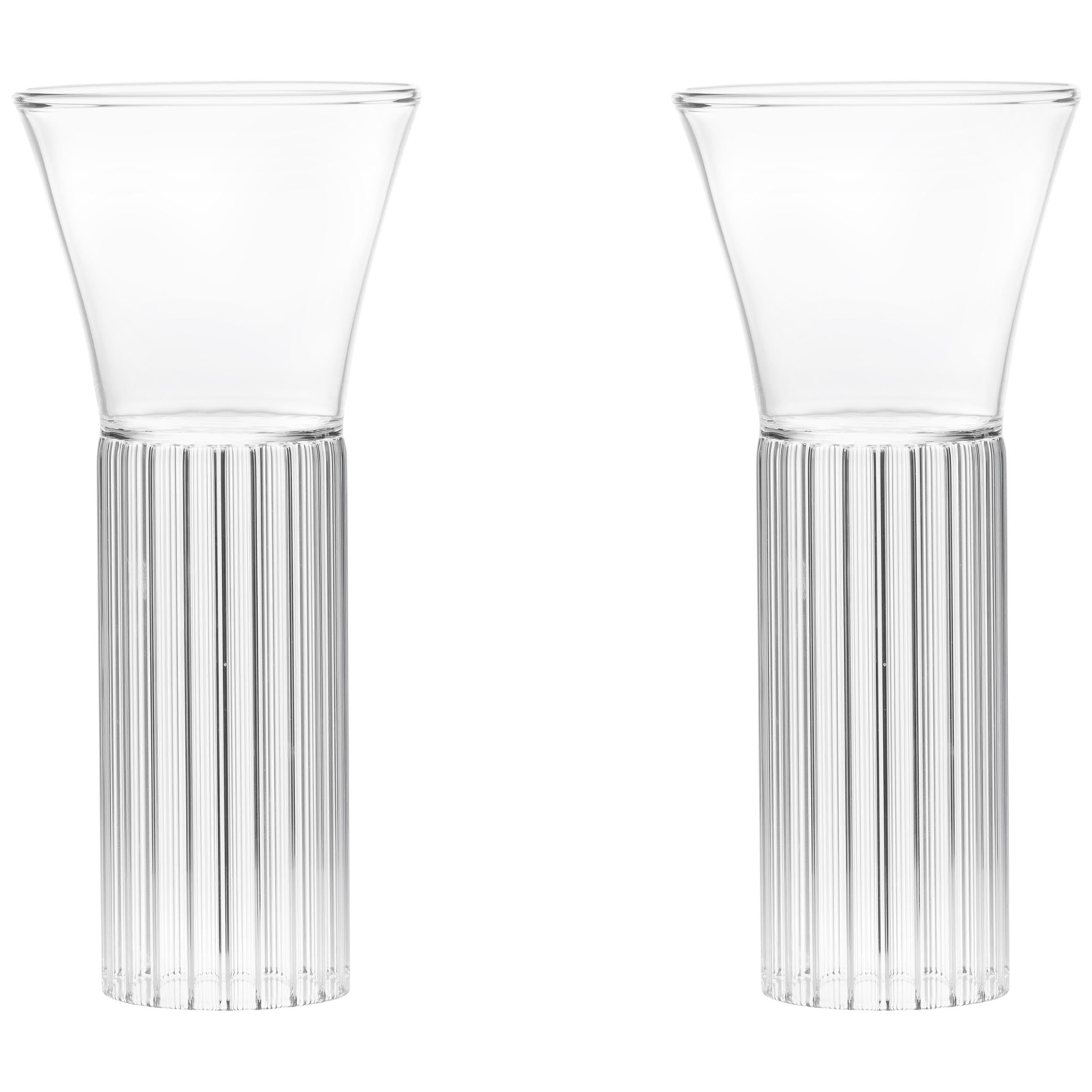fferrone Set of 2 Czech Clear Contemporary Sofia Small Cocktail Wine Glasses For Sale