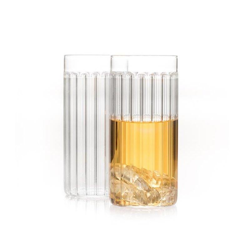 Hand-Crafted EU Clients Set of Two Czech Contemporary Bessho Tall/Collins Glasses, in Stock