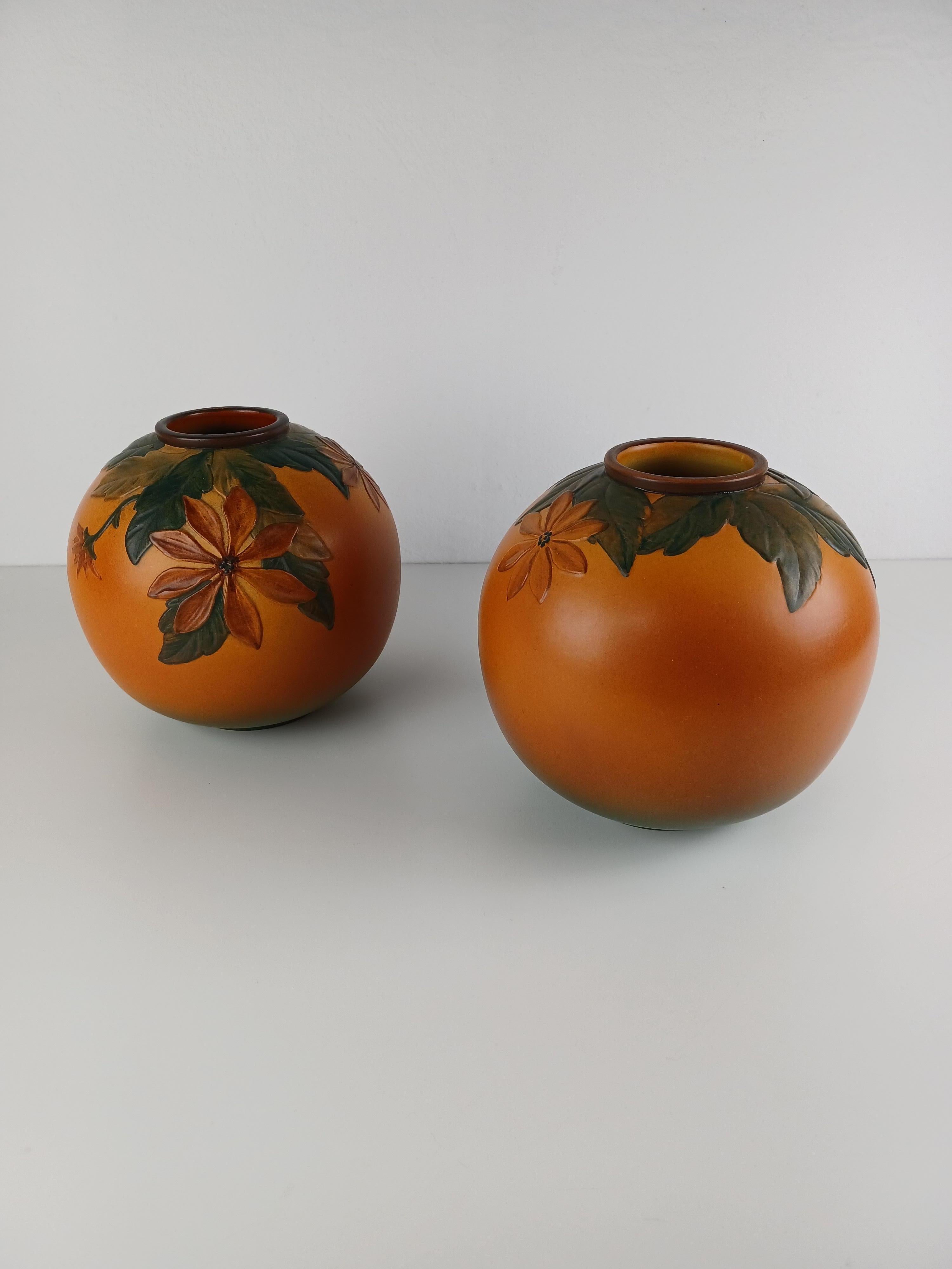 Art Deco Set of Two Danish 1930´s Art Nouveau Handcrafted Vases by P. Ipsens Enke For Sale