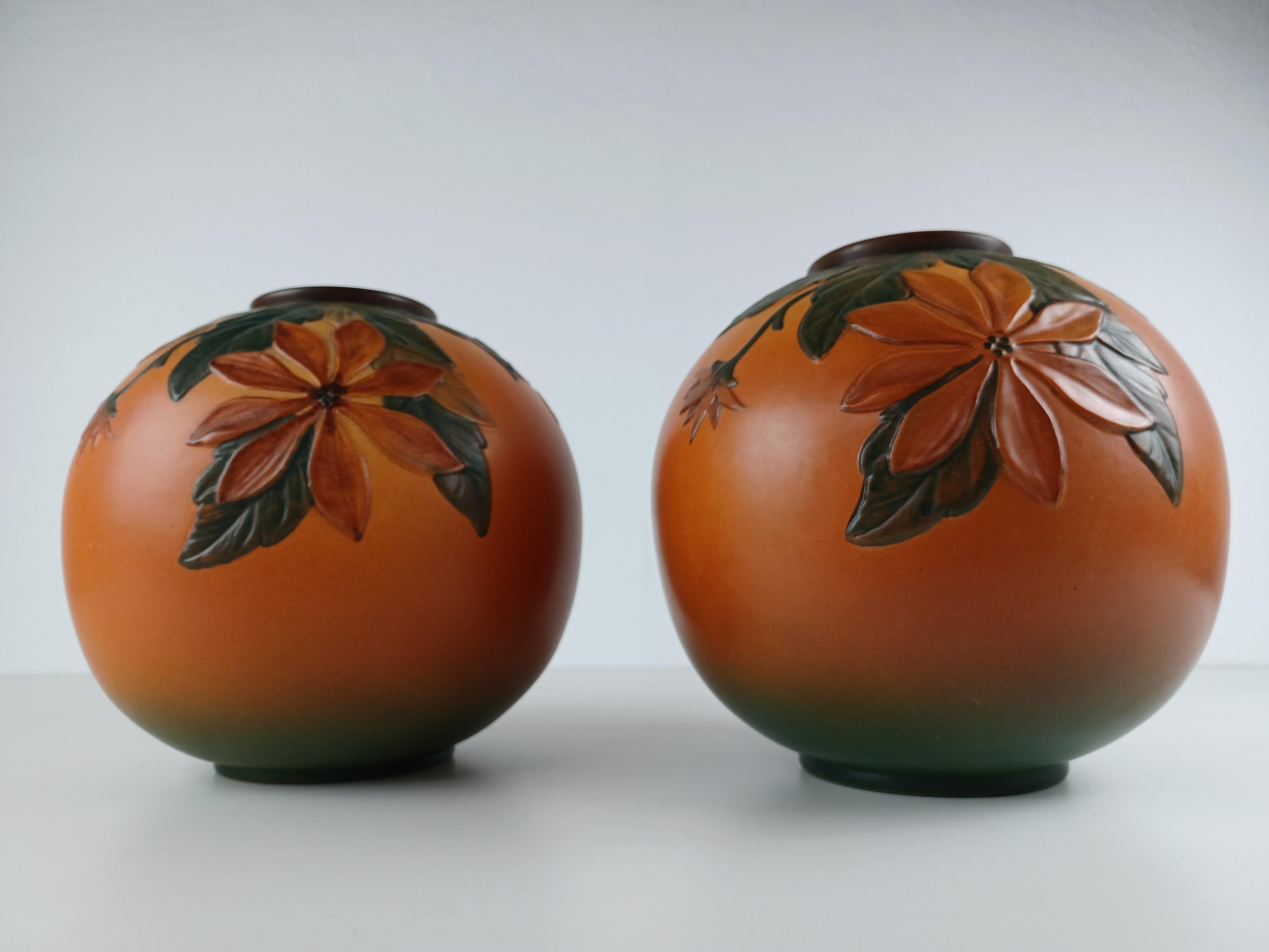 Mid-20th Century Set of Two Danish 1930´s Art Nouveau Handcrafted Vases by P. Ipsens Enke For Sale