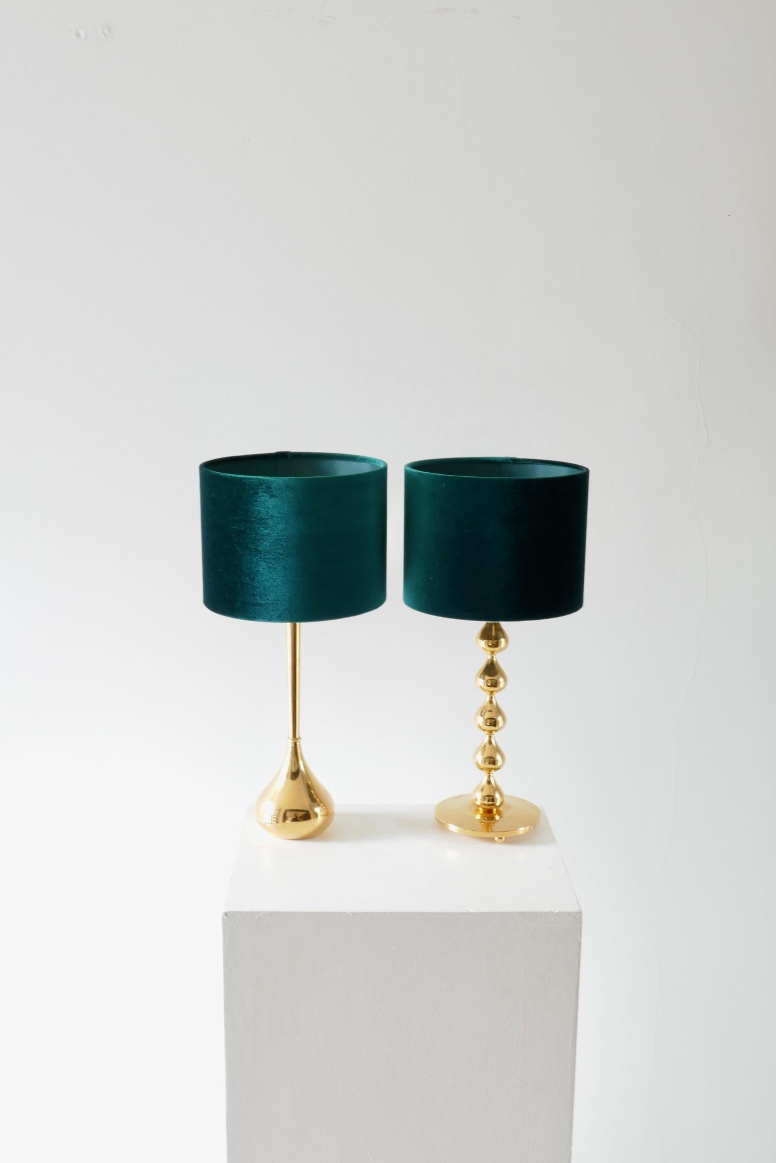 Set of two Danish 24-carat gold-plated brass table lamps by Hugo Asmussen, 1960s.