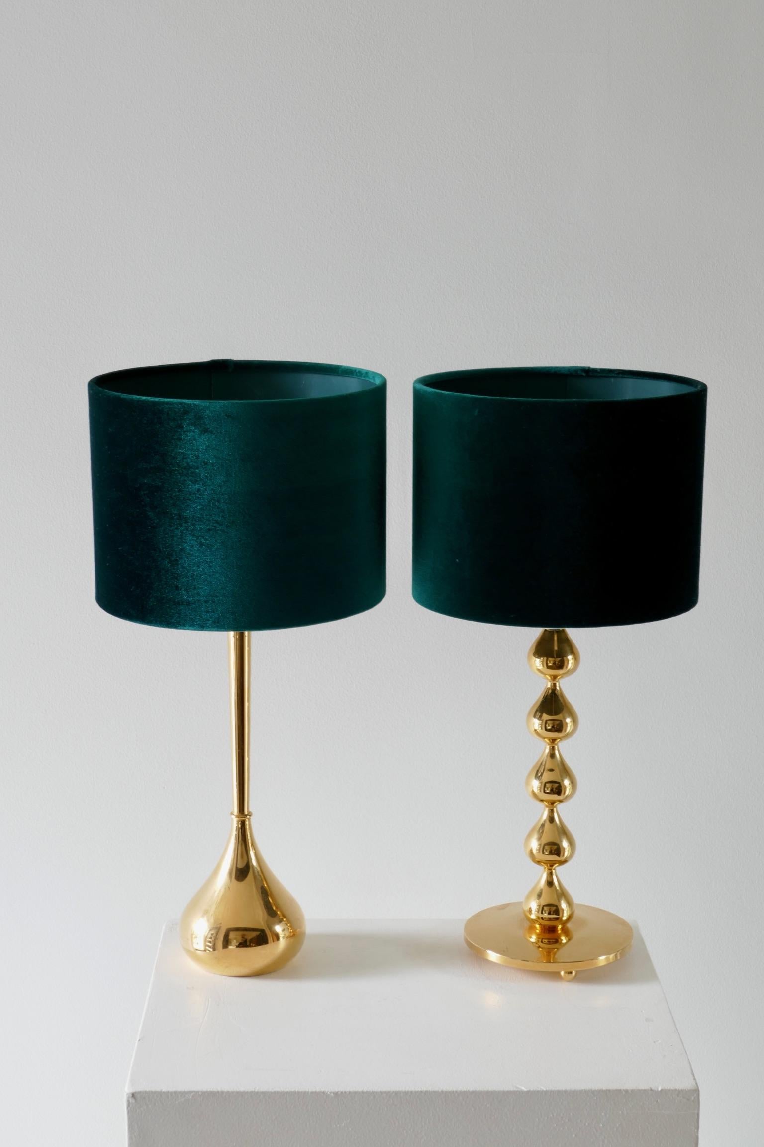 Mid-Century Modern Set of Two Danish 24-Carat Gold-Plated Brass Table Lamps by Hugo Asmussen, 1960s