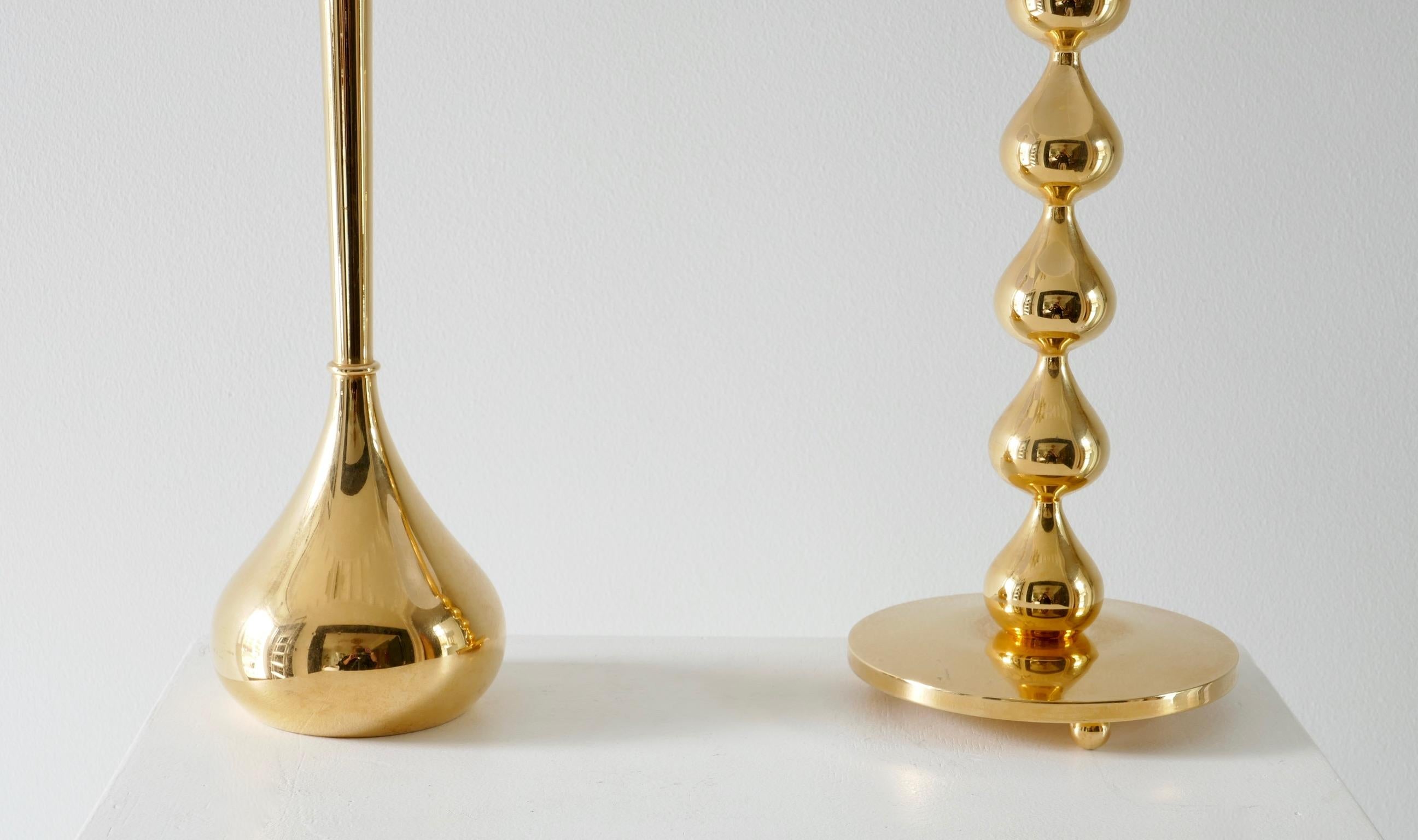 Set of Two Danish 24-Carat Gold-Plated Brass Table Lamps by Hugo Asmussen, 1960s 1