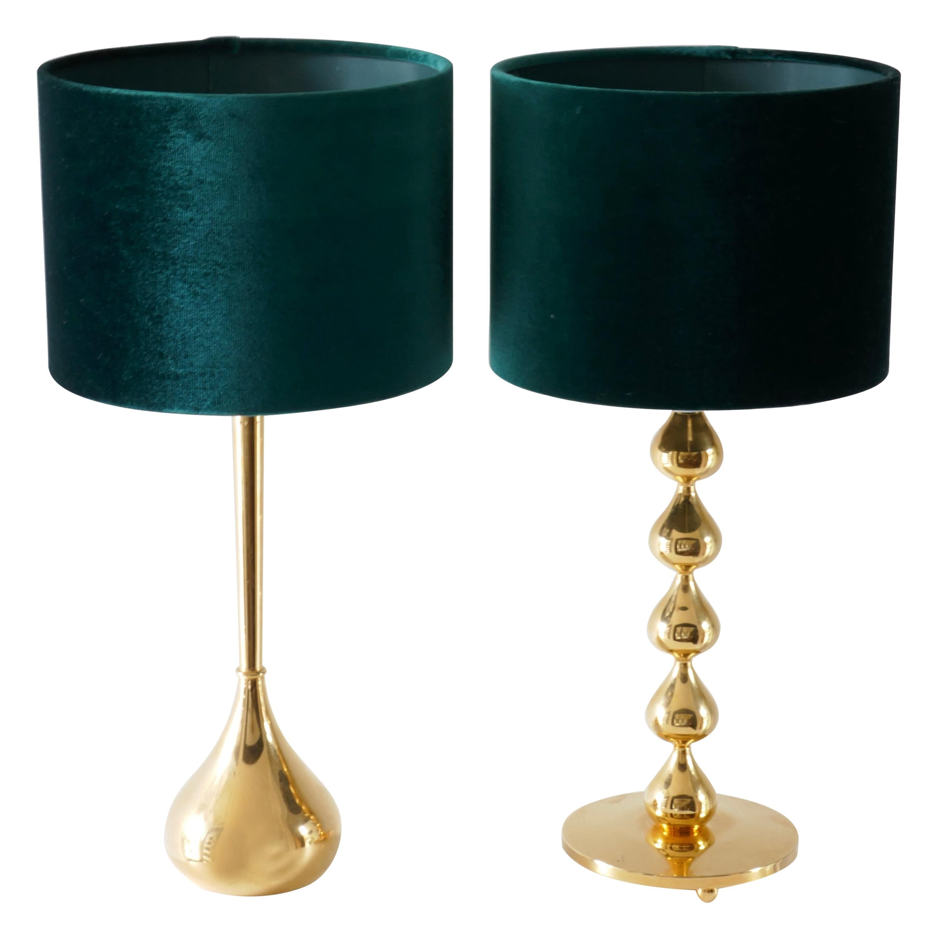 Set of Two Danish 24-Carat Gold-Plated Brass Table Lamps by Hugo Asmussen, 1960s