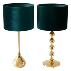 Set of Two Danish 24-Carat Gold-Plated Brass Table Lamps by Hugo Asmussen, 1960s