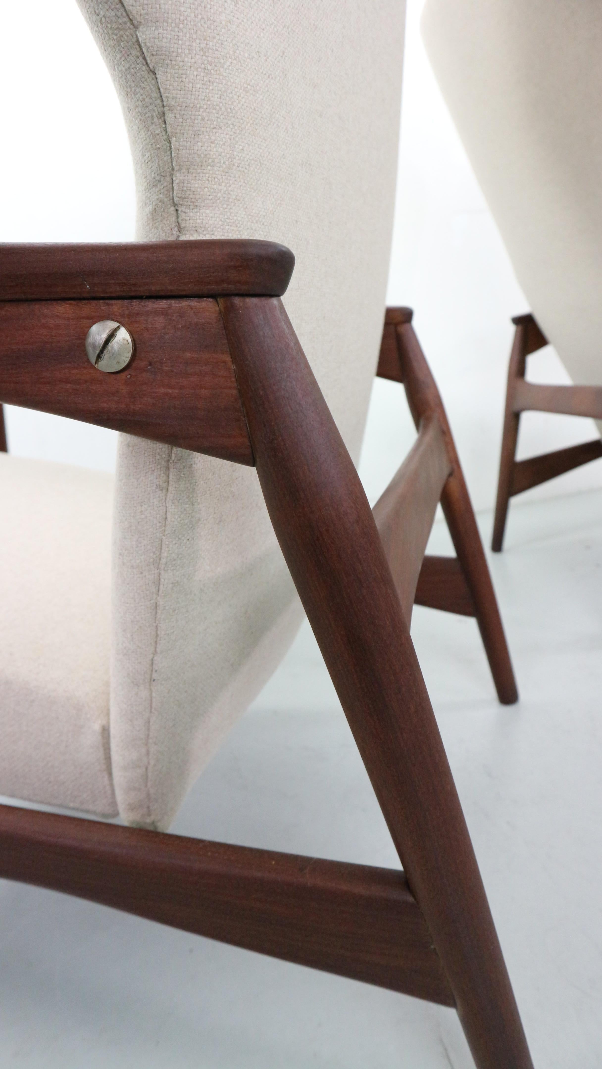 Set of Two Danish Adjustable Wingback Lounge Chairs in Teak by Ib Kofod Larsen 9