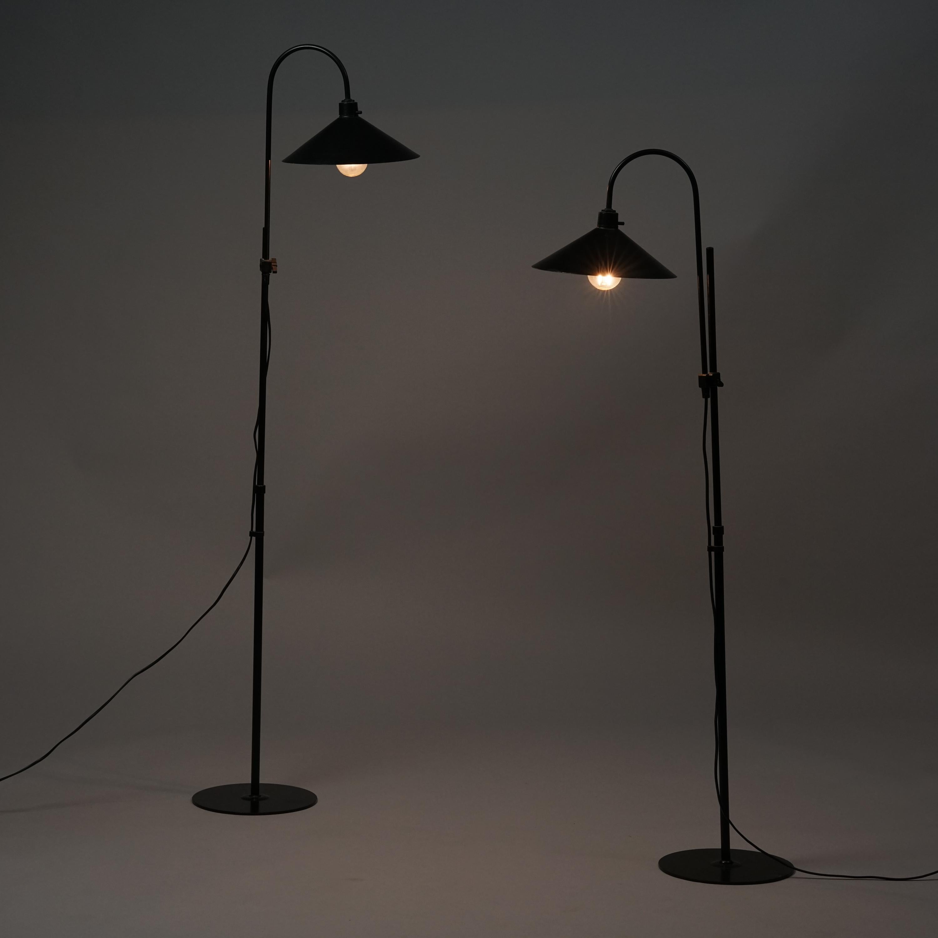 Metal Set of Two Danish Floor Lamps by Frandsen For Sale