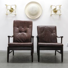 Set of Two Danish Leather Side Chairs, 1950