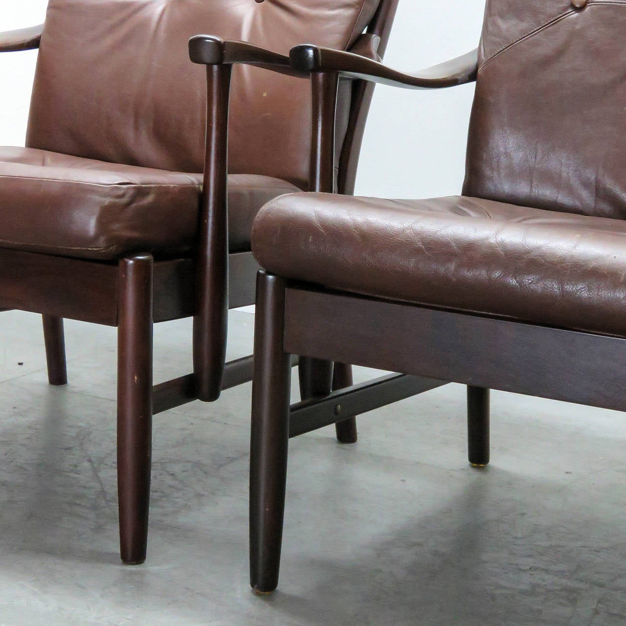 Set of Two Danish Leather Side Chairs, 1950 2