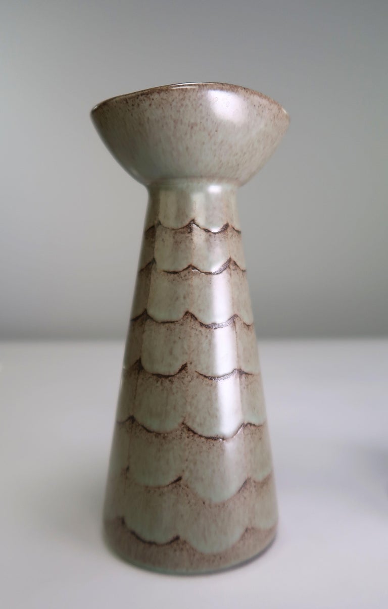 Set of Two Danish Modern Green Candle Sticks or Vases by Lovemose