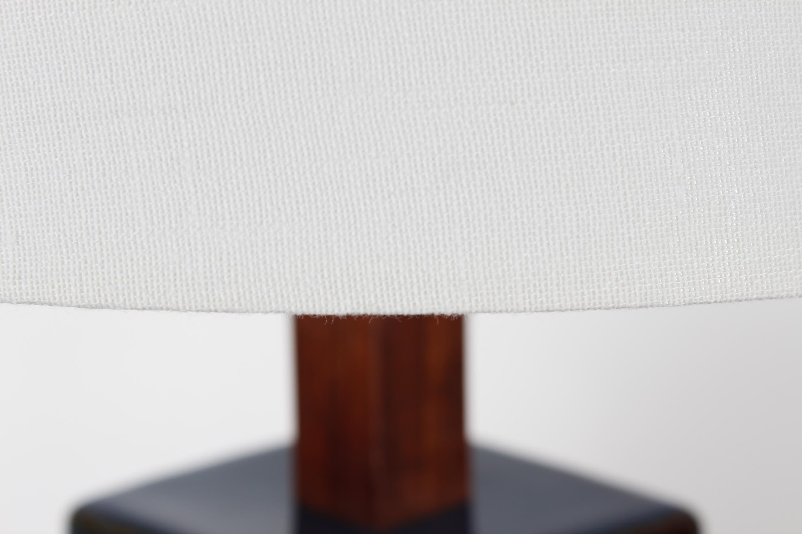 Set of Two Danish Sculptural Table Lamps with Glossy Dark Blue Glaze by Søholm For Sale 4
