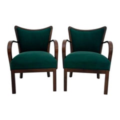 Set of Two Dark Green Club Armchairs in Polish Vintage Design, 1950s